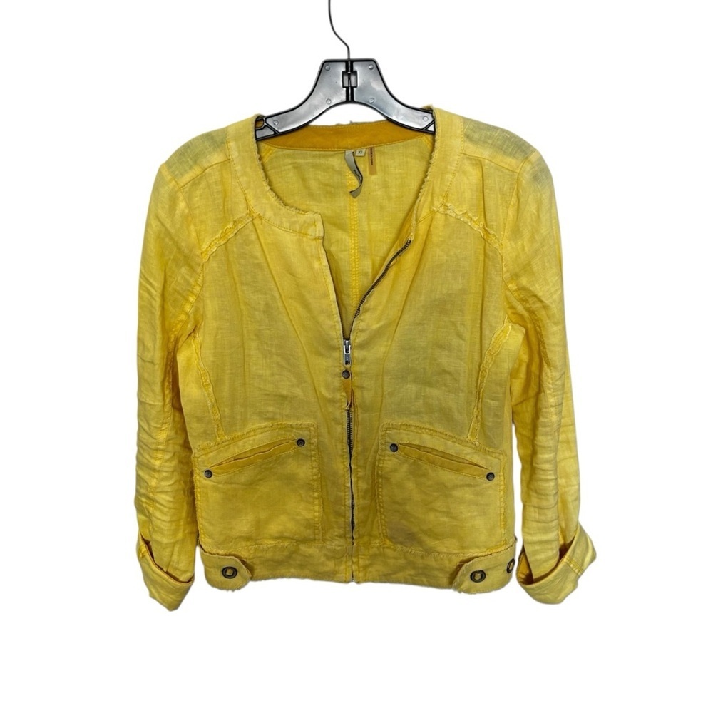 Michael Stars Women’s Linen Full Zip Jacket in Yellow Size XS